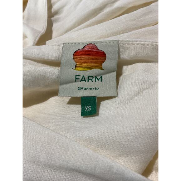 Farm Rio Cut Out White Linen Midi Dress Size XS - Picture 4 of 8